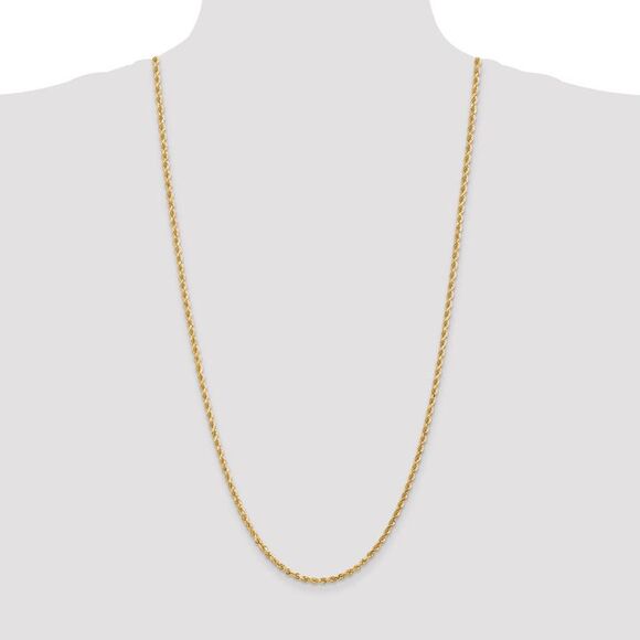 3.25mm, 14k Yellow Gold, Diamond Cut Solid Rope Chain Necklace, 30 In. - Picture 2 of 8